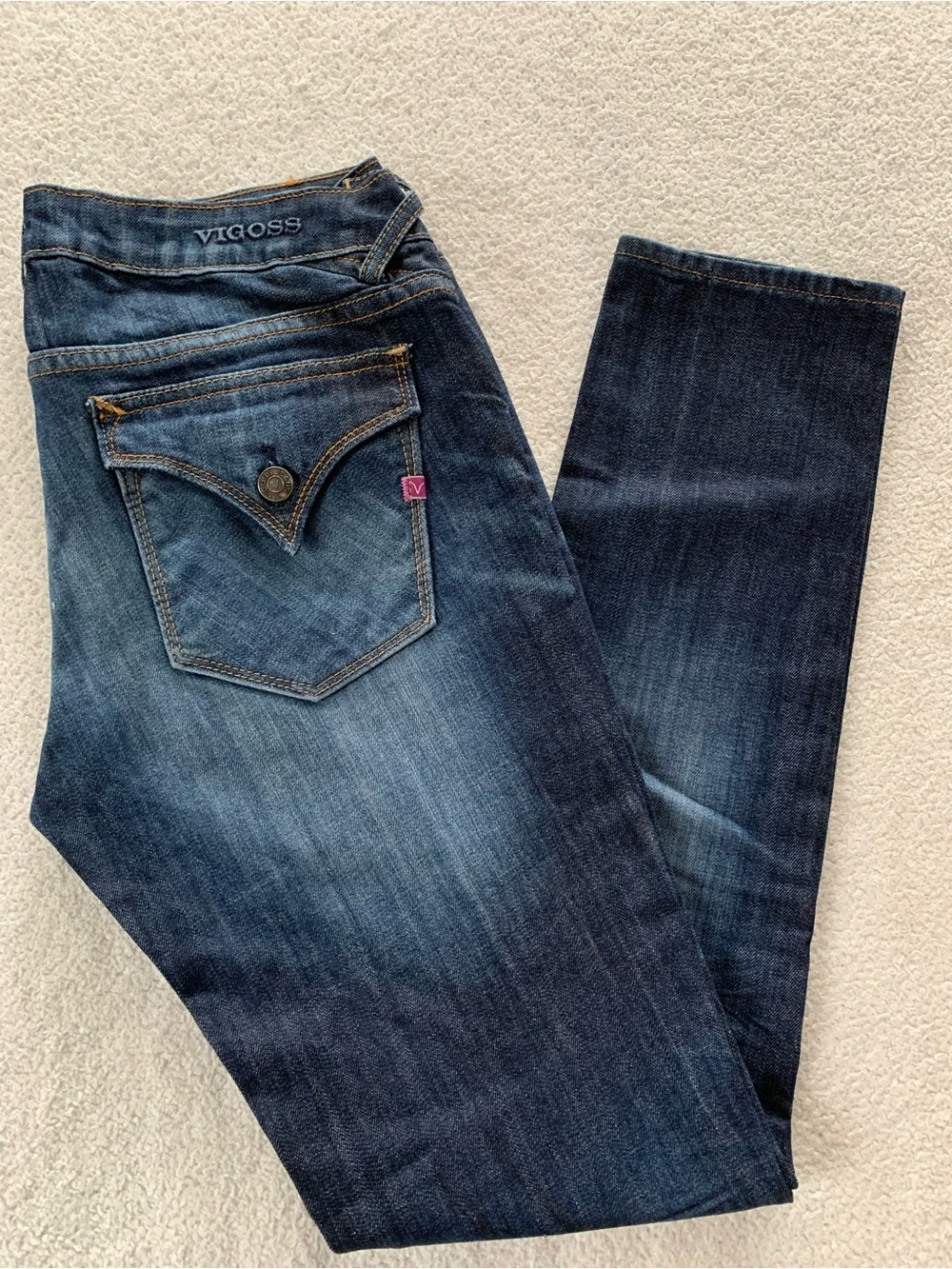 Vigoss Women's Dark Blue Denim Jeans with Pocket Flap